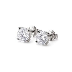 4 Carat Round Cut Cubic Zirconia 925 Solid Sterling Silver Stud Earrings Clear